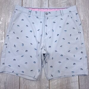Puma Golf Shorts Mens 36 Gray Arnold Palmer Umbrella Print Performance Stretch